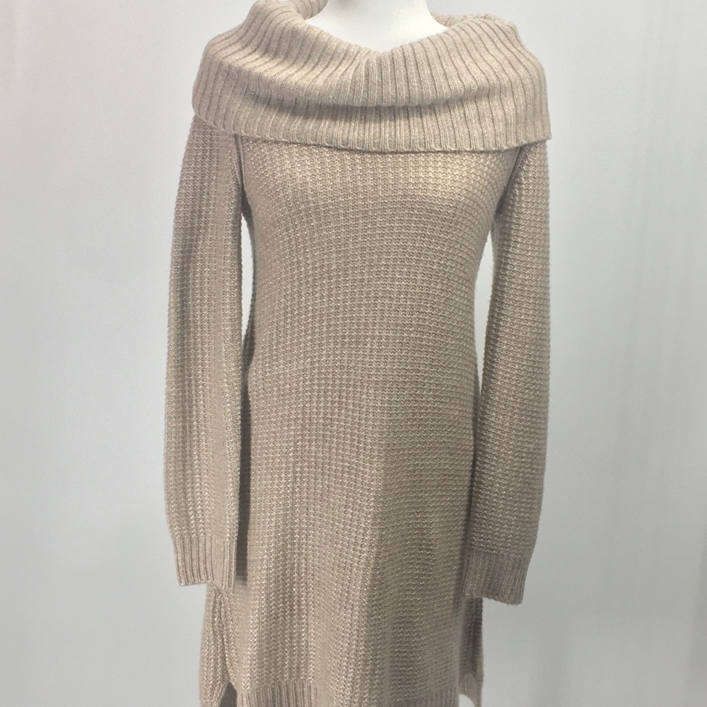 WHBM Tan Long Sleeve Tunic Sweater Wool Blend - Picture 1 of 8